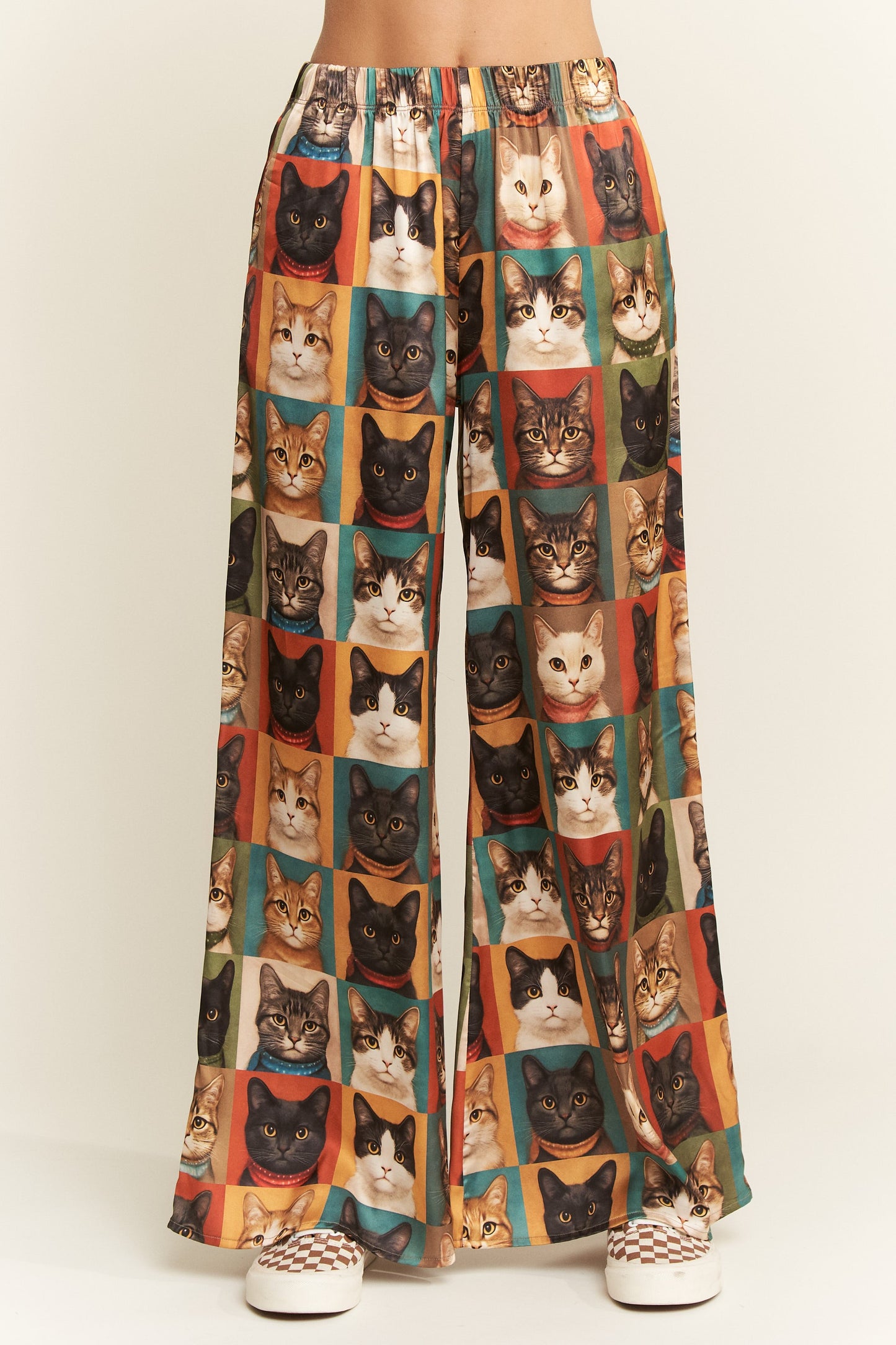 Cat Portrait Wide Leg Pants