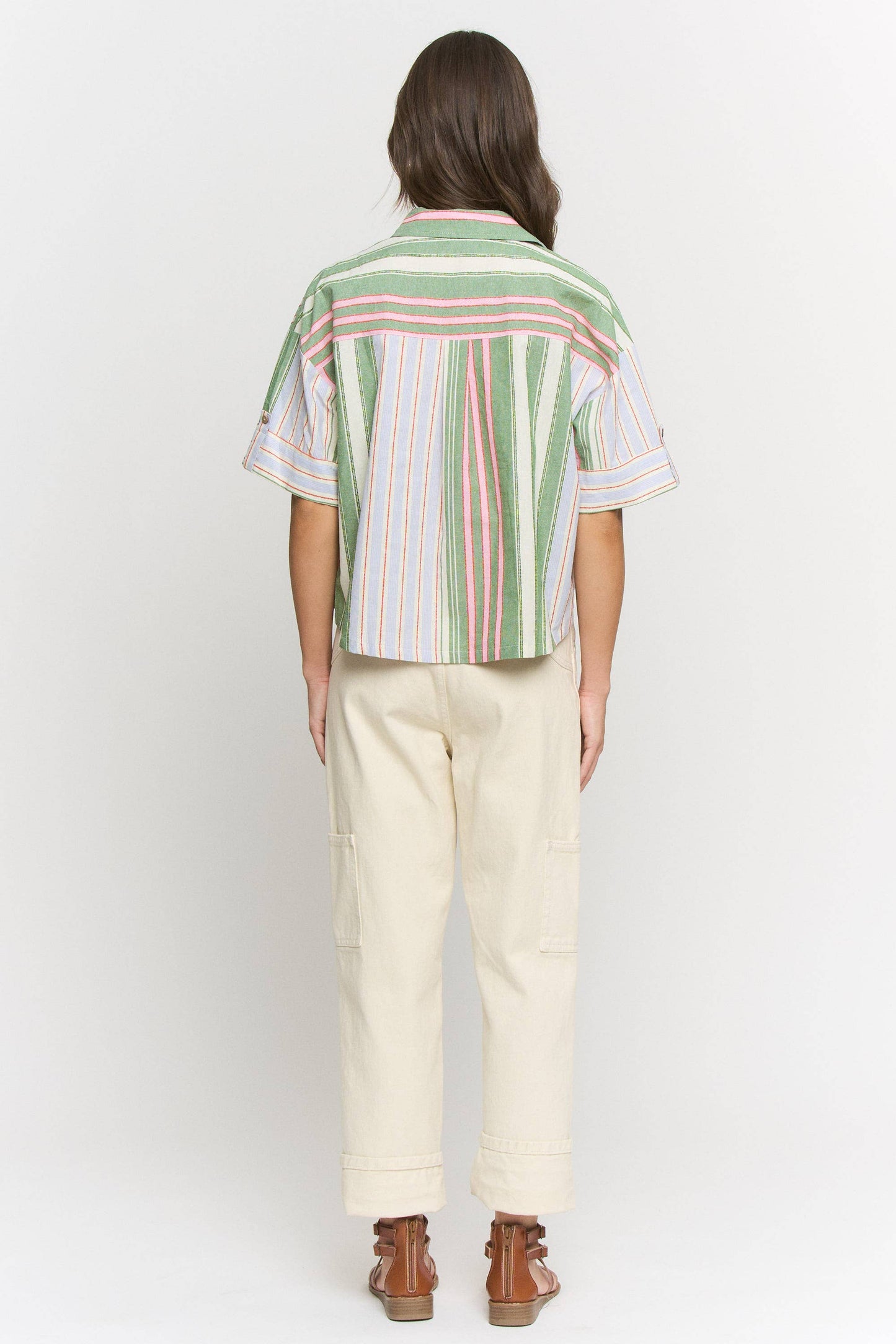 Multi Striped Cotton Button Down (S to 3X)
