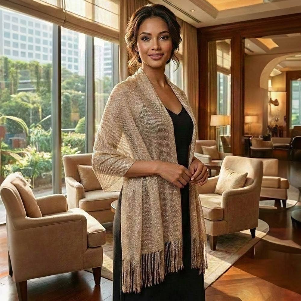 Shimmering Fringe Evening Shawl Scarf