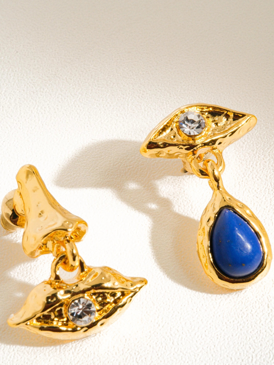 Eden Blue 18K Gold Mismatched Eye and Lip Earrings