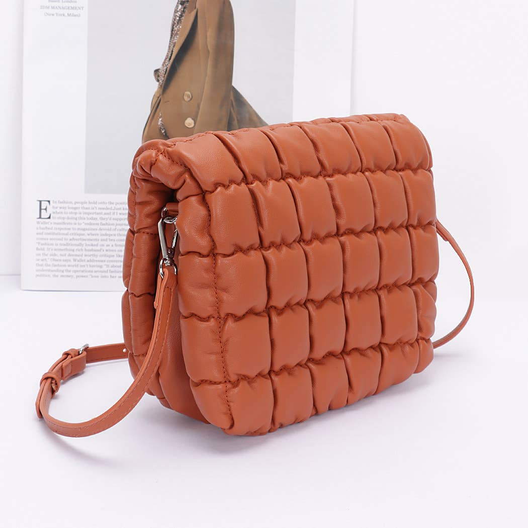 Quilted Faux Leather Padded Flap Bag