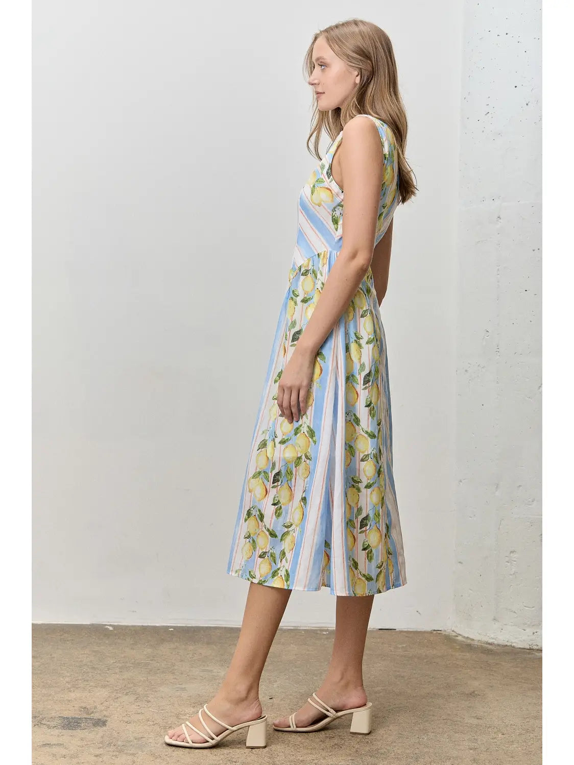 A-Line Basque Waist Lemon Dress (S to 3X)
