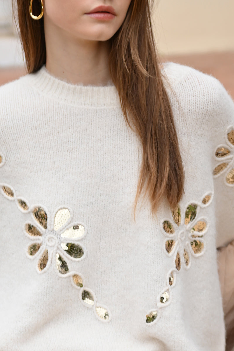 MB Sequin Flowers Sweater