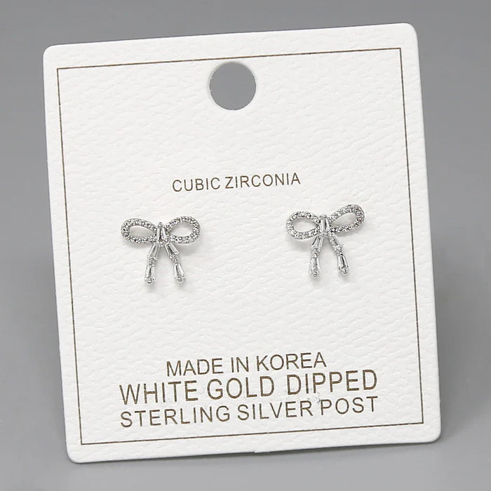 Bow CZ Pave Mini Stud Earrings