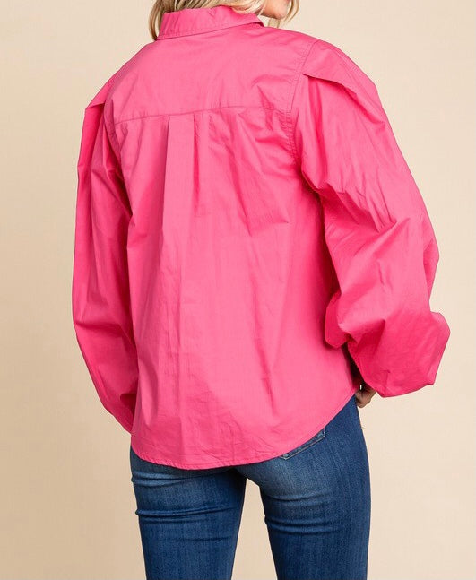 Hot Pink Balloon Sleeve Top