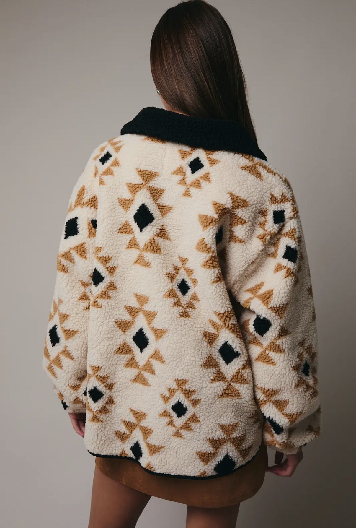Aztec Zip Up Sherpa Jacket