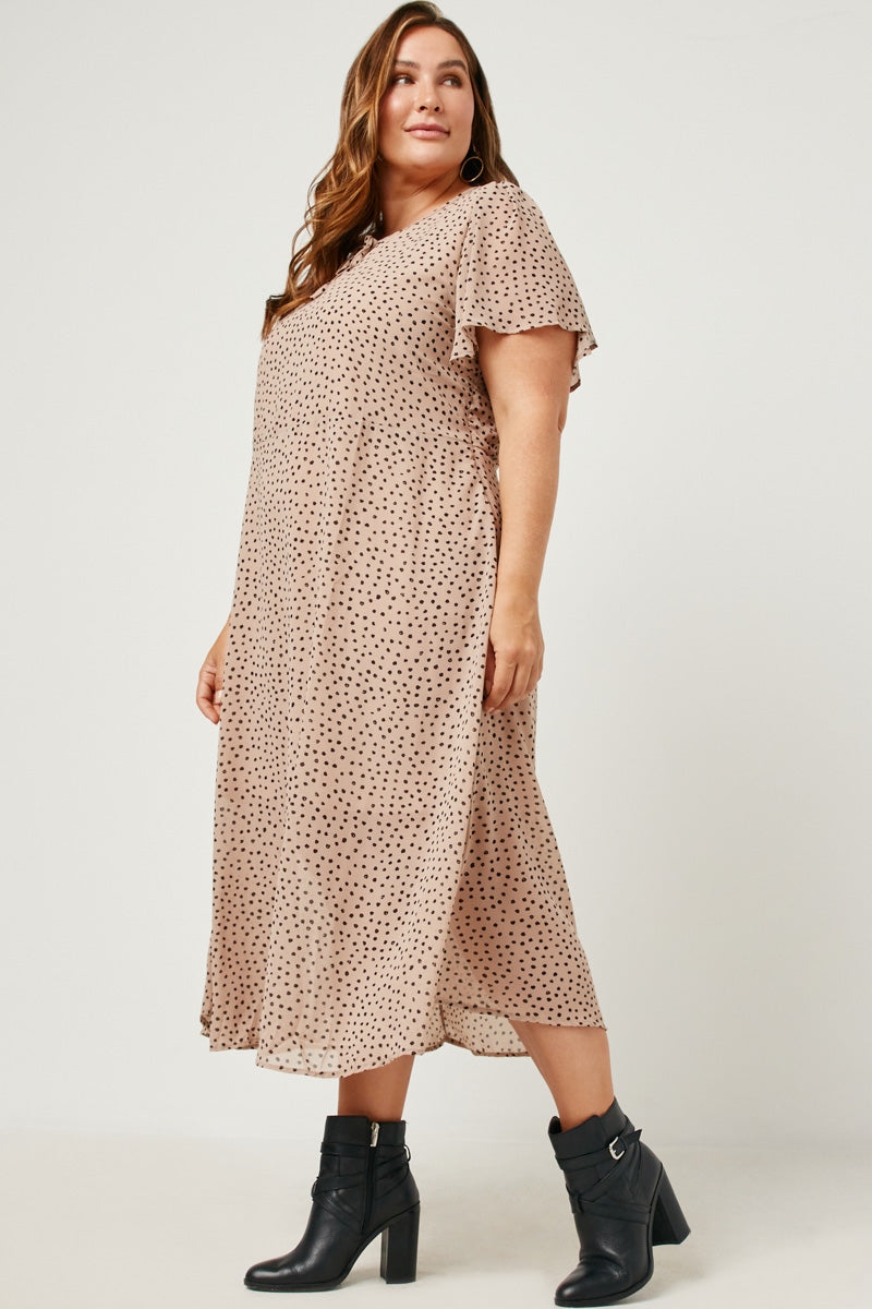 Midi Cream and Black Dot Dress