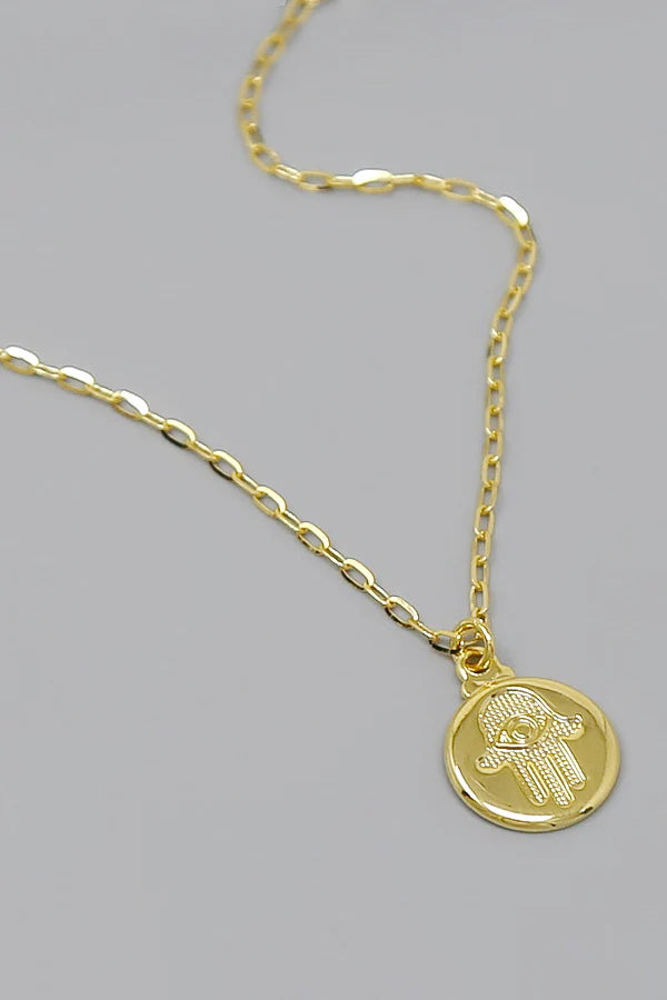 Hamsa Pendant 18K Gold Filled Chain Necklace
