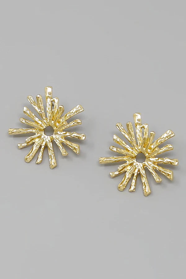 Textured Metal Flower Stud Earrings