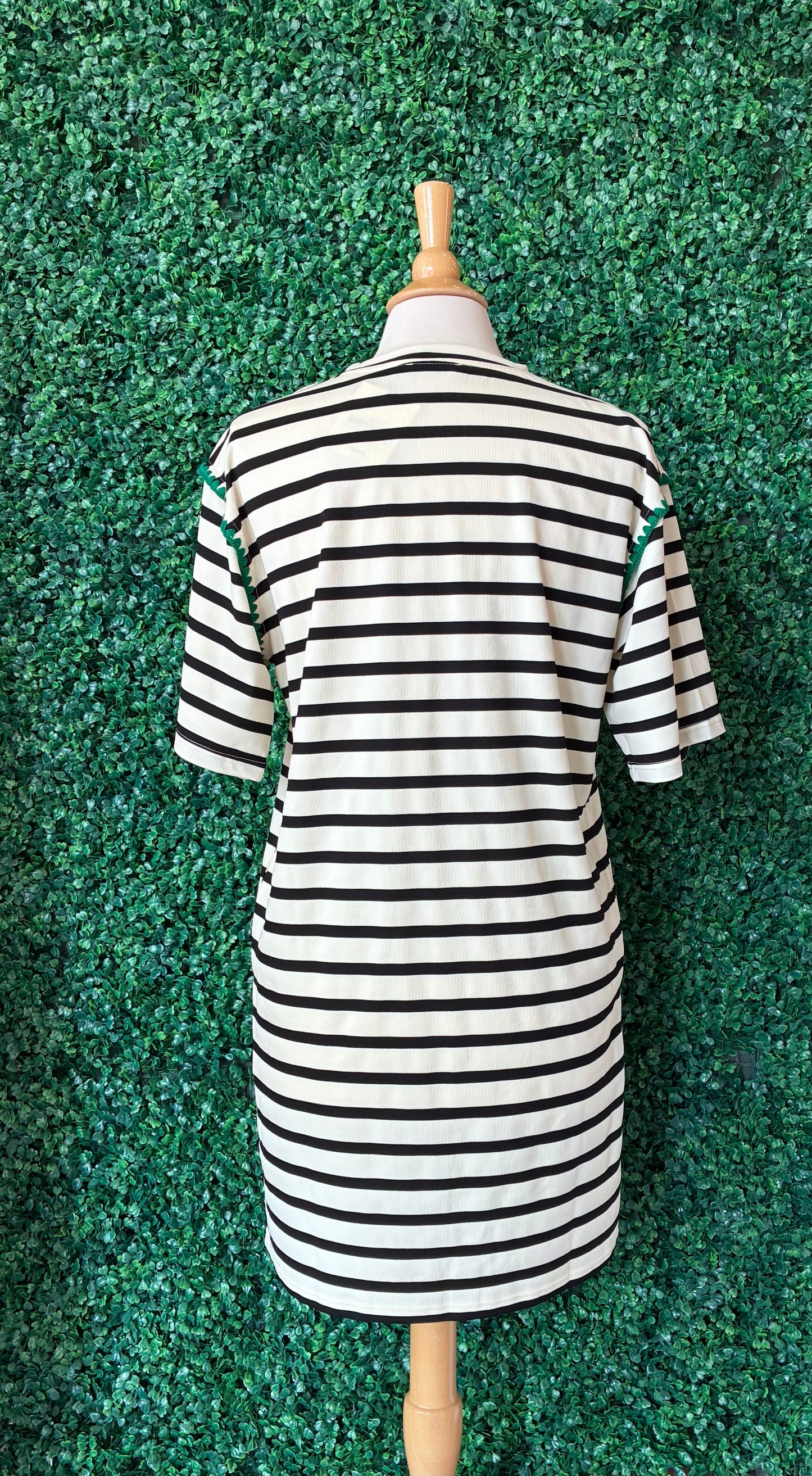 Black and White Striped Tshirt Dress (S to 3X)