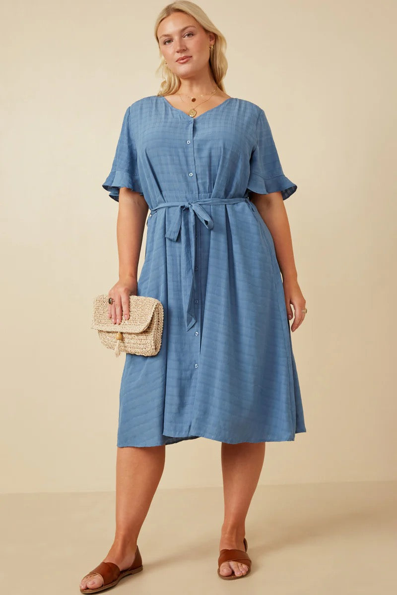 Dusty Denim Blue Midi Dress