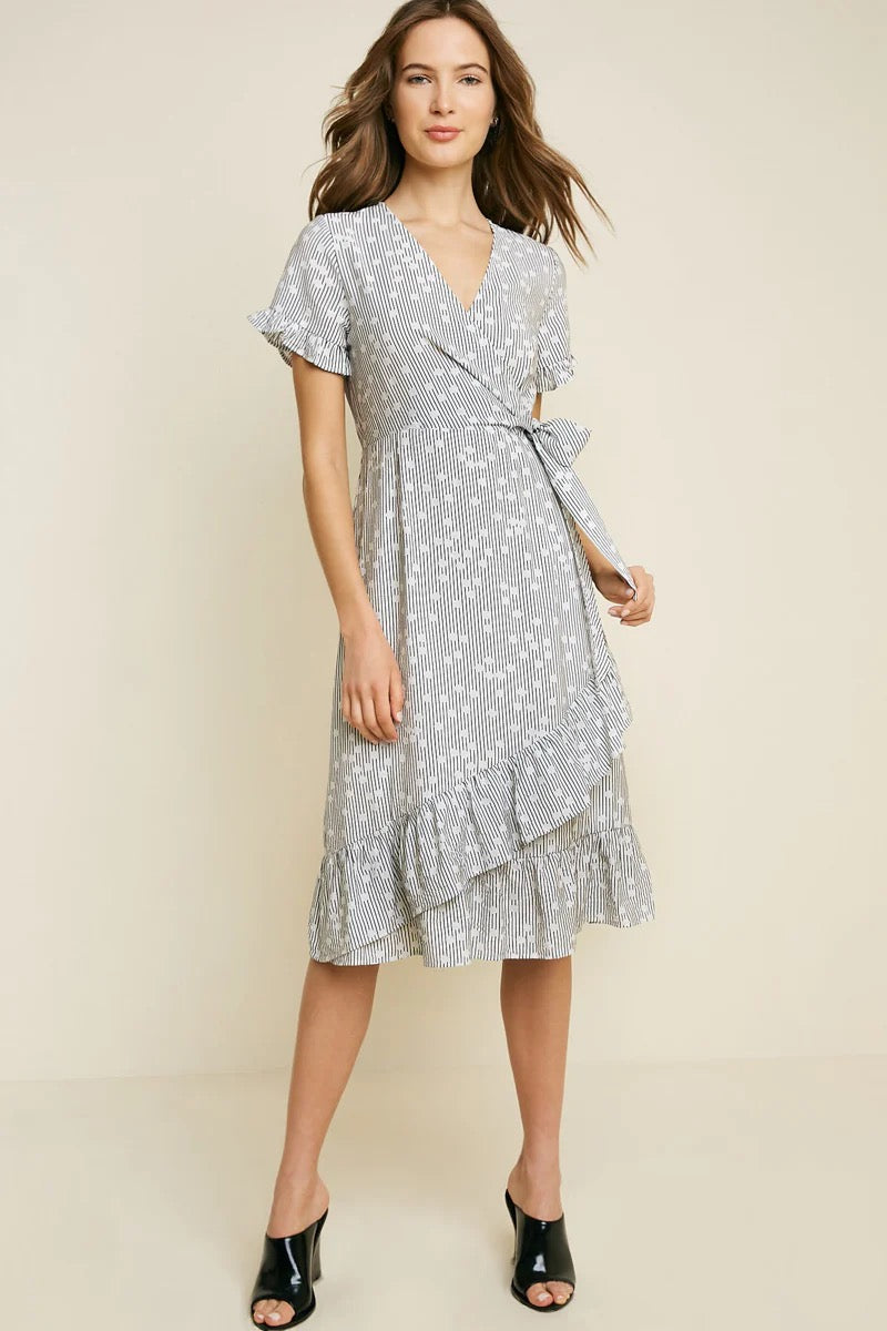 Black and White Dot Wrap Dress