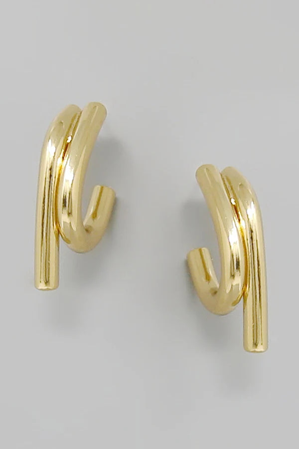 Dual-Row Architectural Metal Hoop Earrings