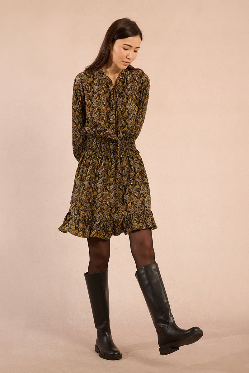 MB Paisley LS Ruffle Dress