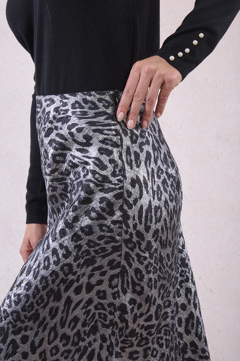 MB Animal Print Satin Skirt