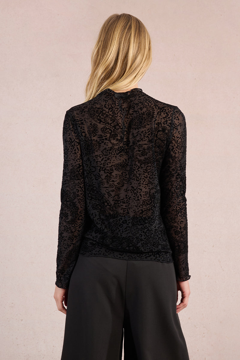 MB Printed Mesh Long Sleeve Top
