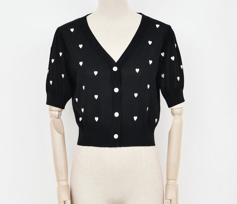 MB Quarter Sleeve Heart Cardigan