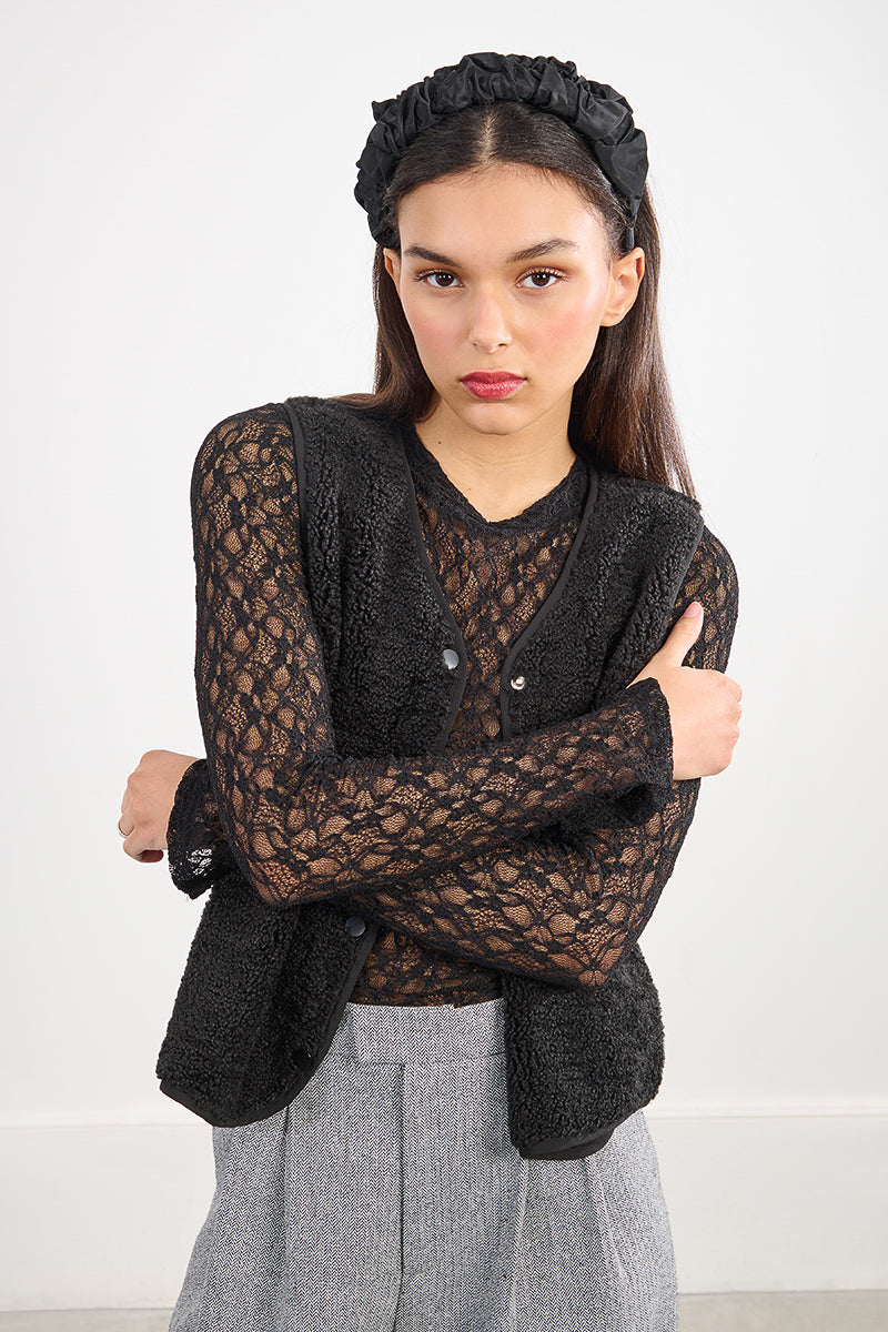 MB Lace Mesh LS Top Black