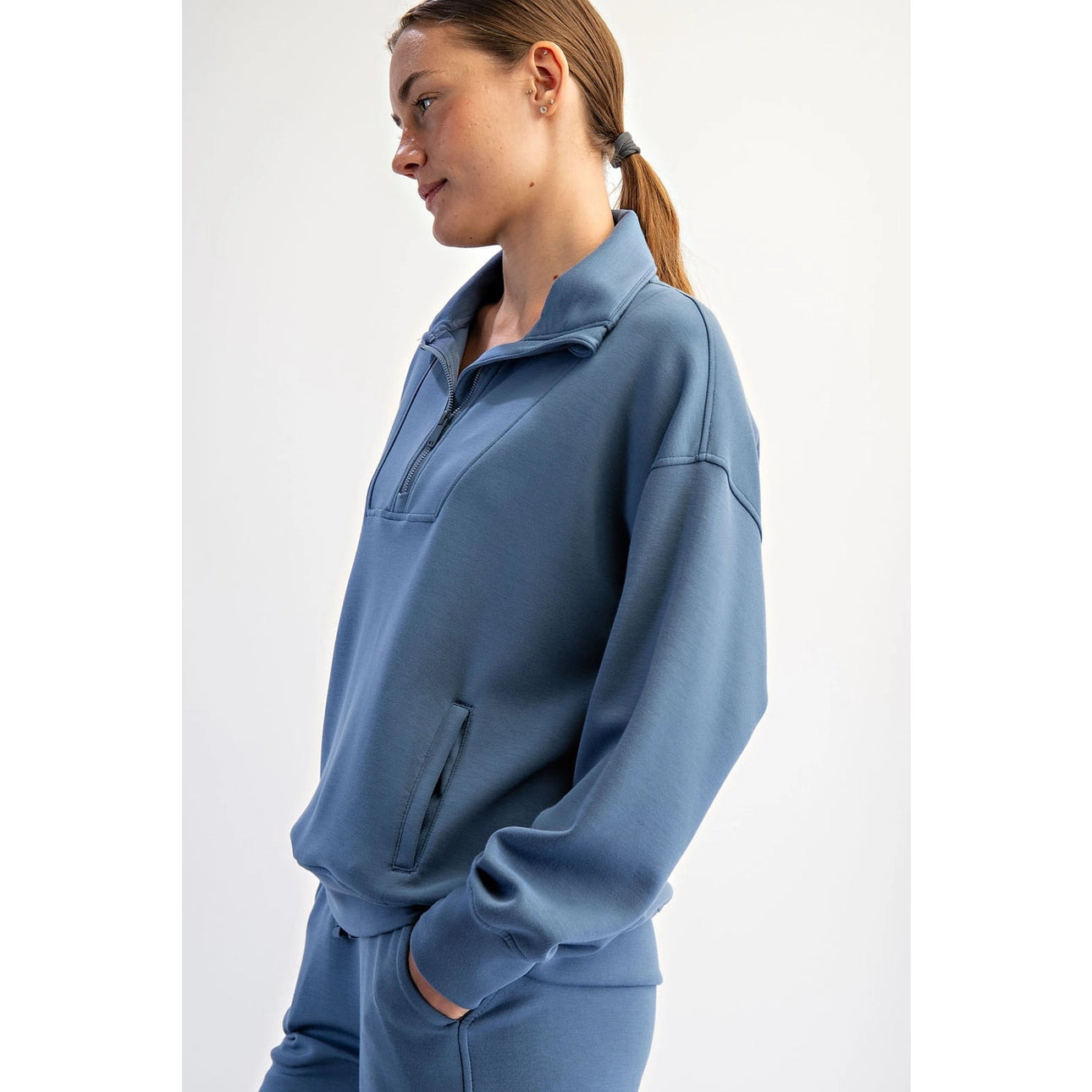 Quarter Zip Mock Neck Pullover