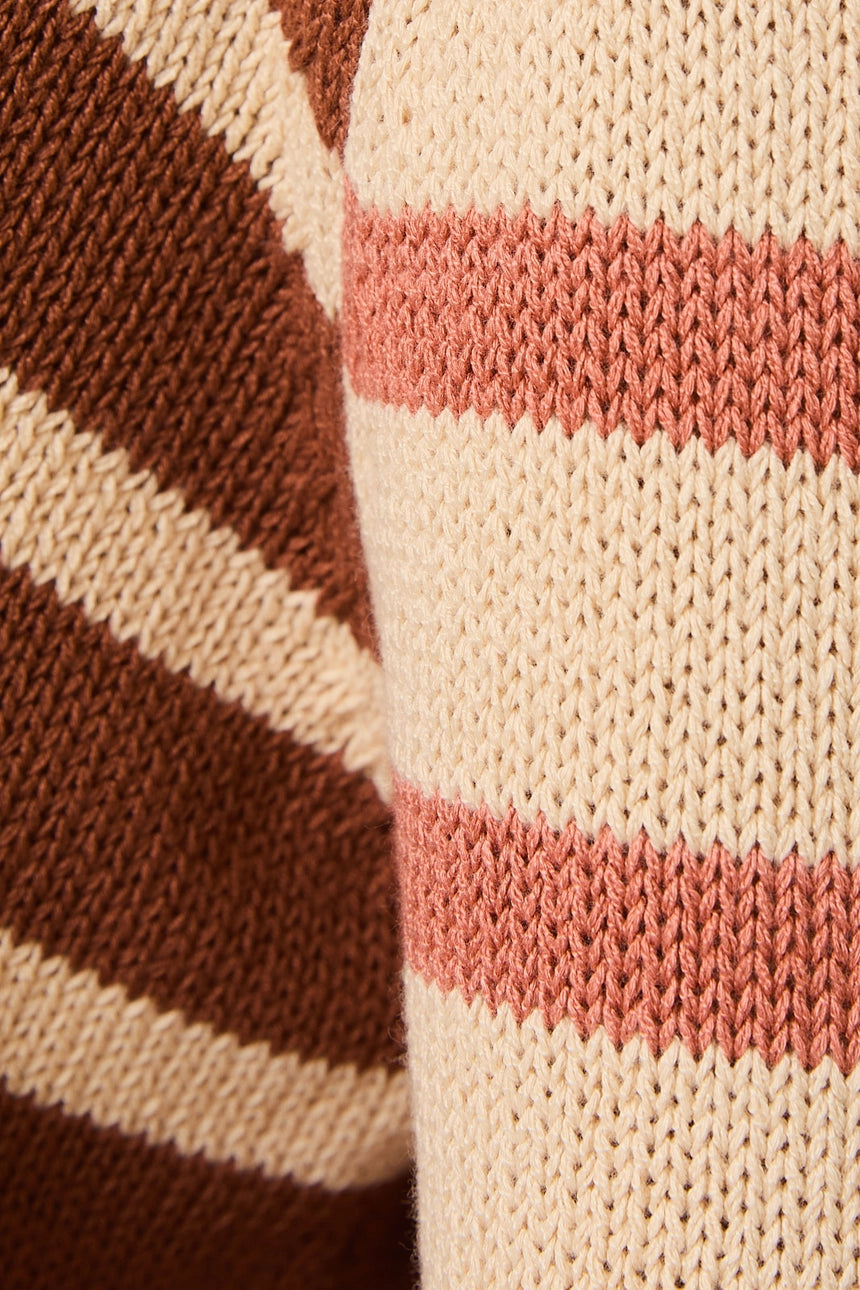 Brown Multi-Stripe LS Sweater