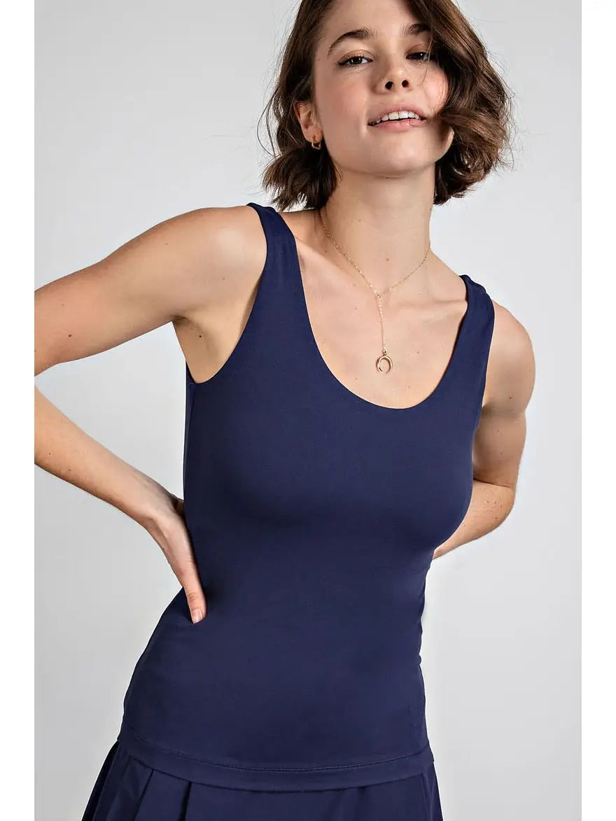 Butter Fabric Round Neckline Sleeveless Tank
