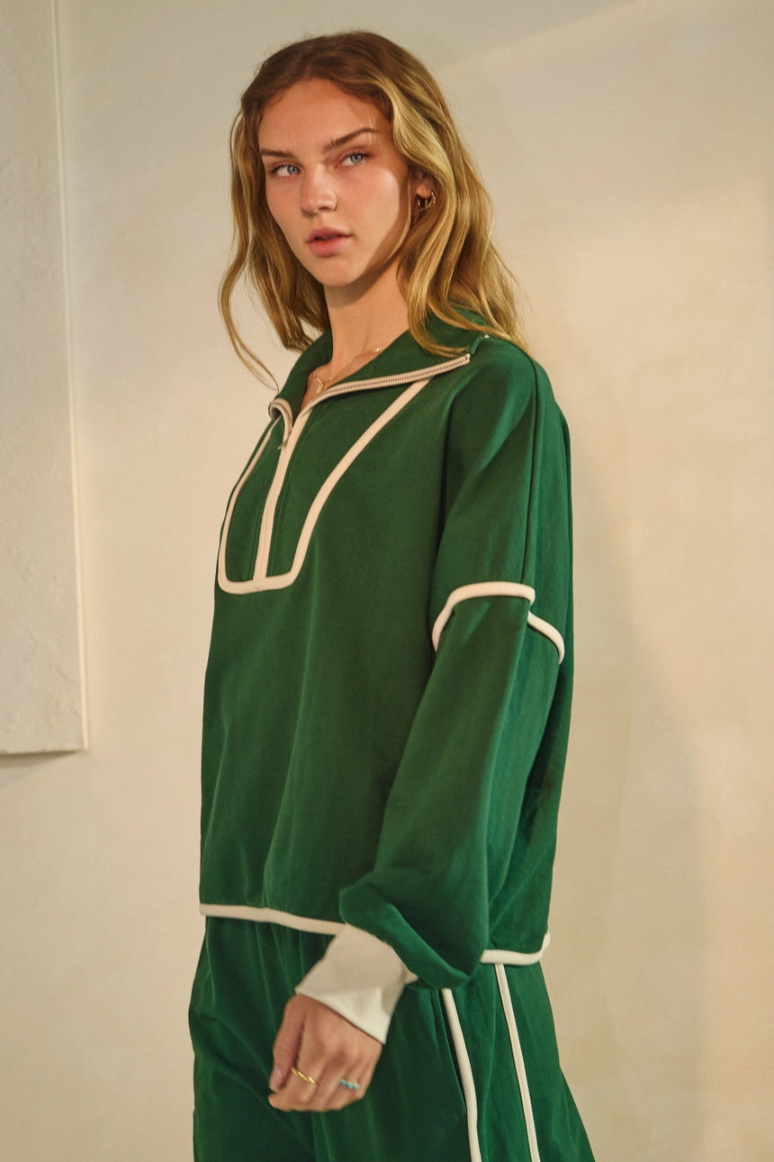 Mock Neck Half Zip Pullover