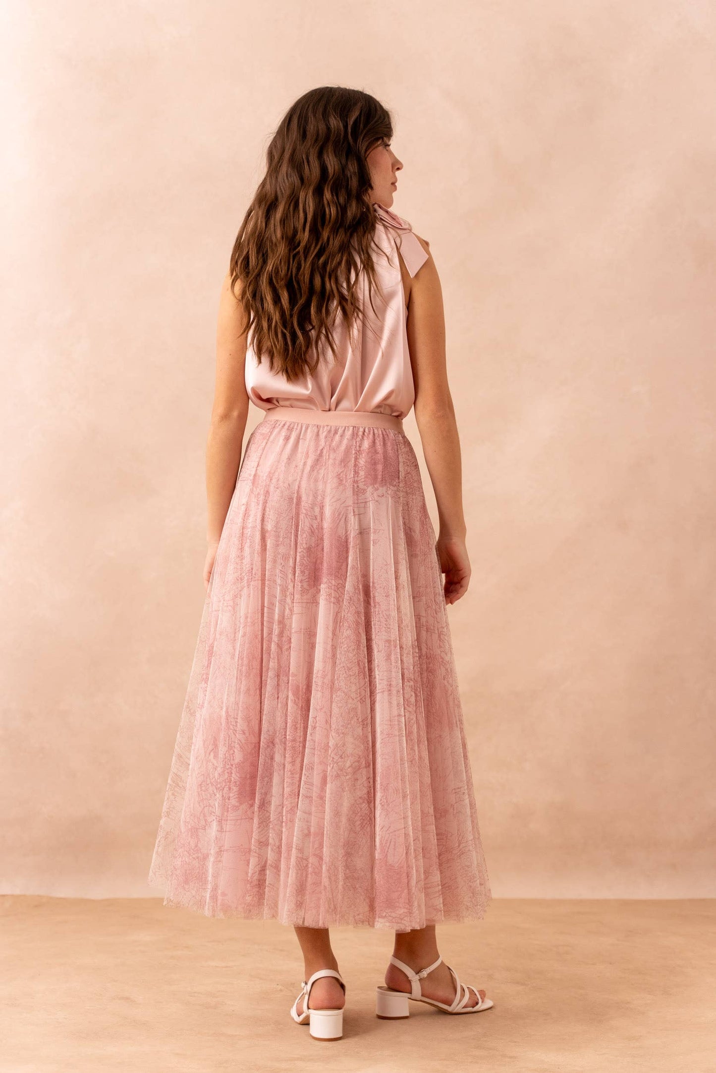 Amber skirt in toile de Jouy printed tulle - CK08202-1