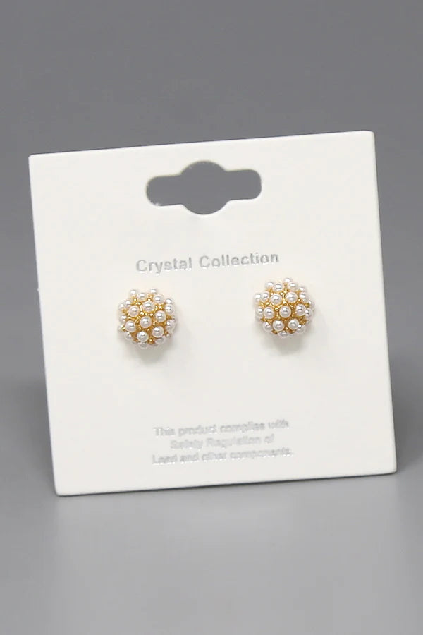 Pearl Pave Stud Earrings