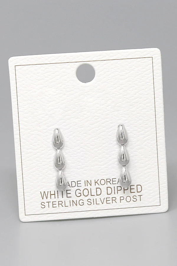Triple Teardrop Gold Dipped Earrings