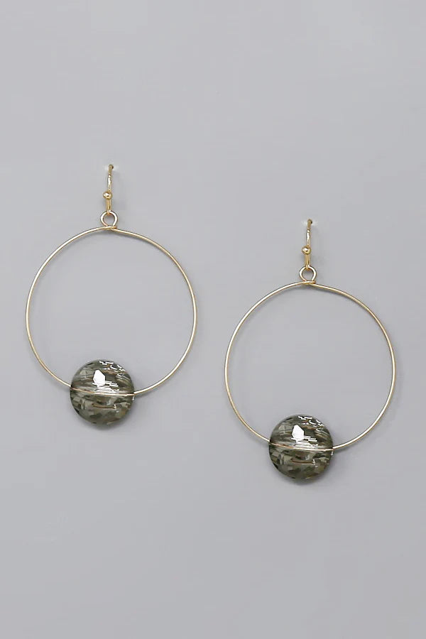 Glass Stone Hoop Dangle Earrings