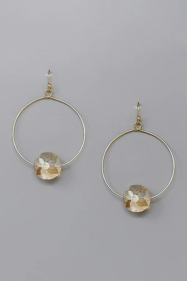 Glass Stone Hoop Dangle Earrings