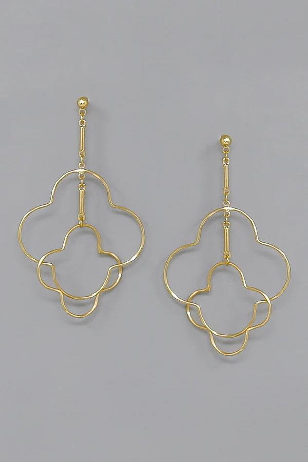 Double Floral Hoop Dangle Earrings