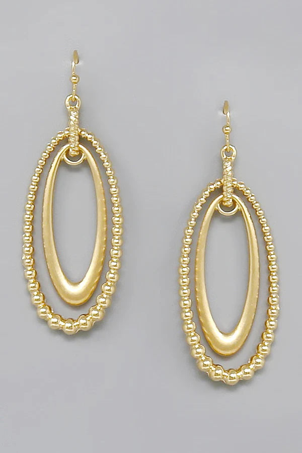 Beaded Double Oval Hoop Drop Earrings