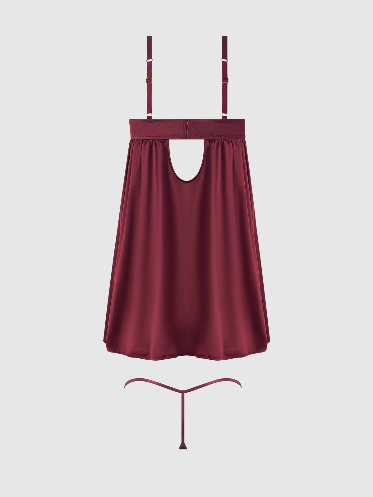 BRIGETA SATIN & MESH CORSETTED BABYDOLL & G-STRING SET