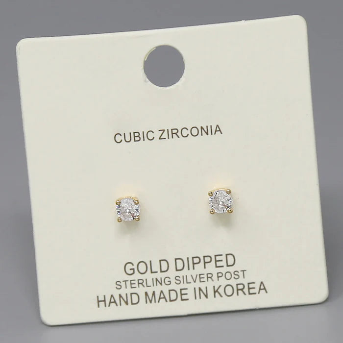 4 MM Cubic Zirconia Basket Setting Stud Earrings