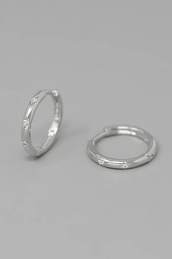 CZ Stone Gold Dipped Huggie Hoop Earrings
