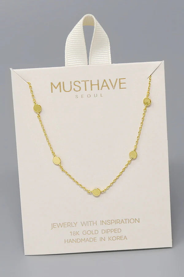 Mini Disc Station Gold Dipped Chain Necklace