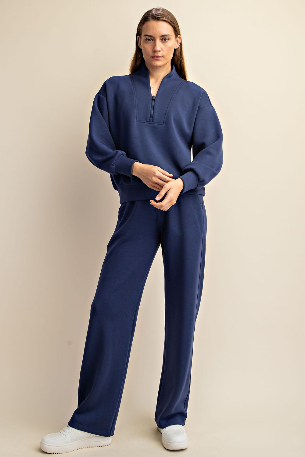 Scuba Luxe V-neck Solid 3/4 Zip