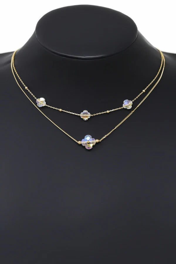 Clover Station Short Layered Necklace