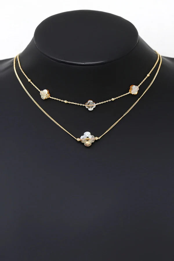 Clover Station Short Layered Necklace