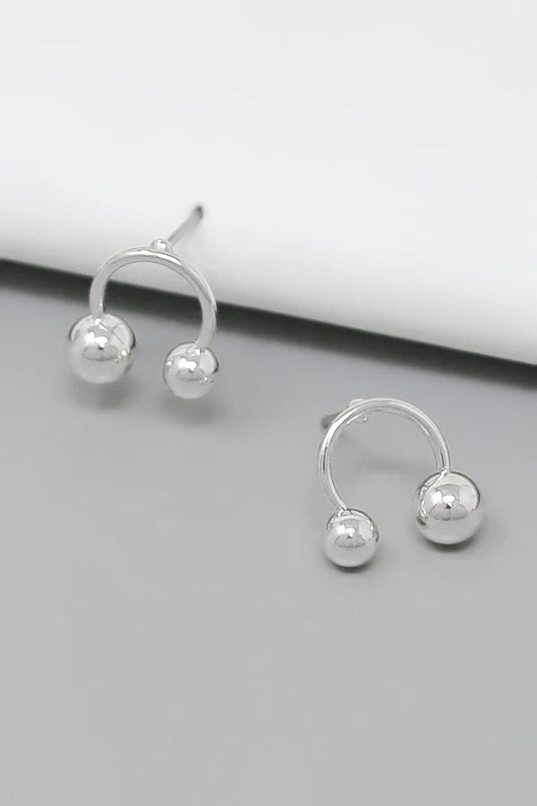 Double Metal Ball Arched Stud Earrings
