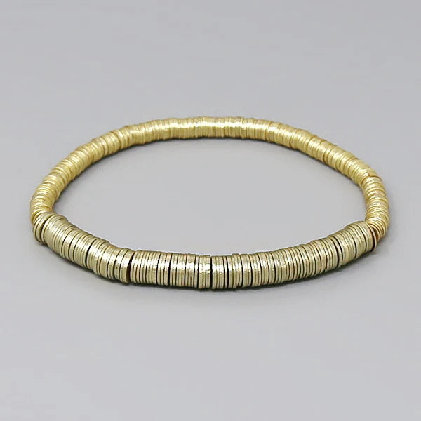 Metal Disc Beaded Stretch Bracelet