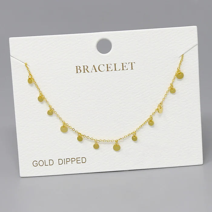 Disc Mini Charm Station Gold Dipped Bracelet