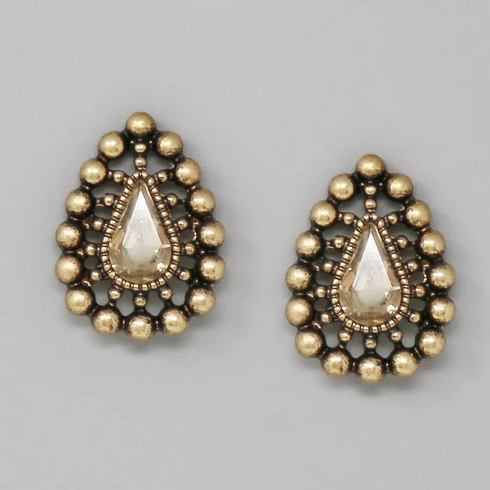 Teardrop Shape Vintage Stud Earrings