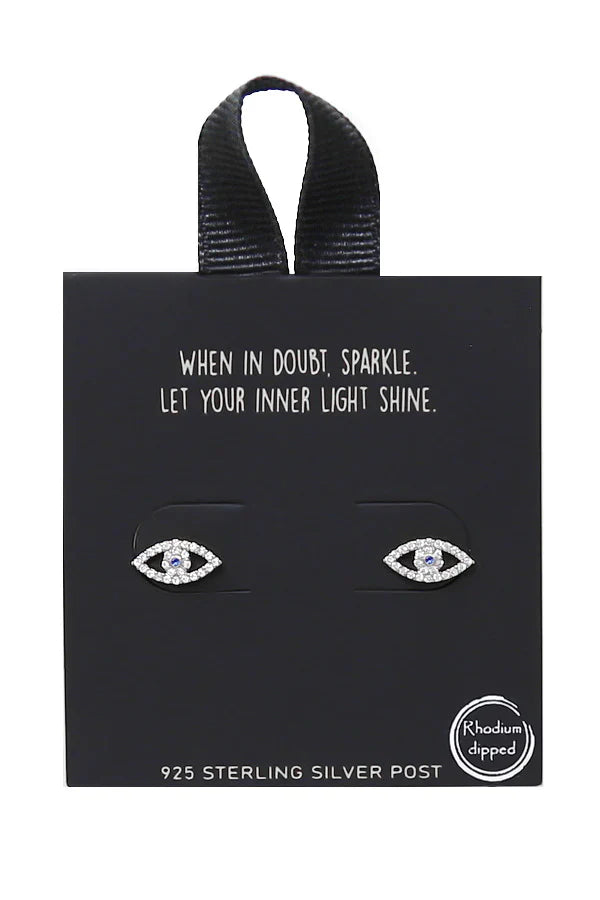 Evil Eye CZ Pave Stud Earrings