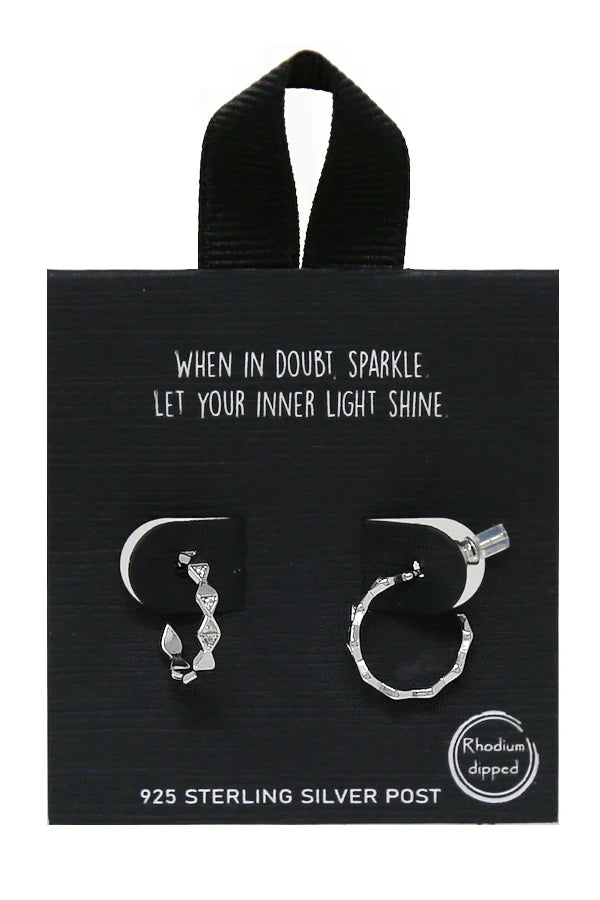 CZ Embellished Rhombus Mini Hoop Earrings