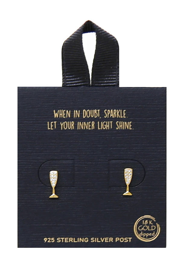 Champagne Glass Pave Stud Earrings