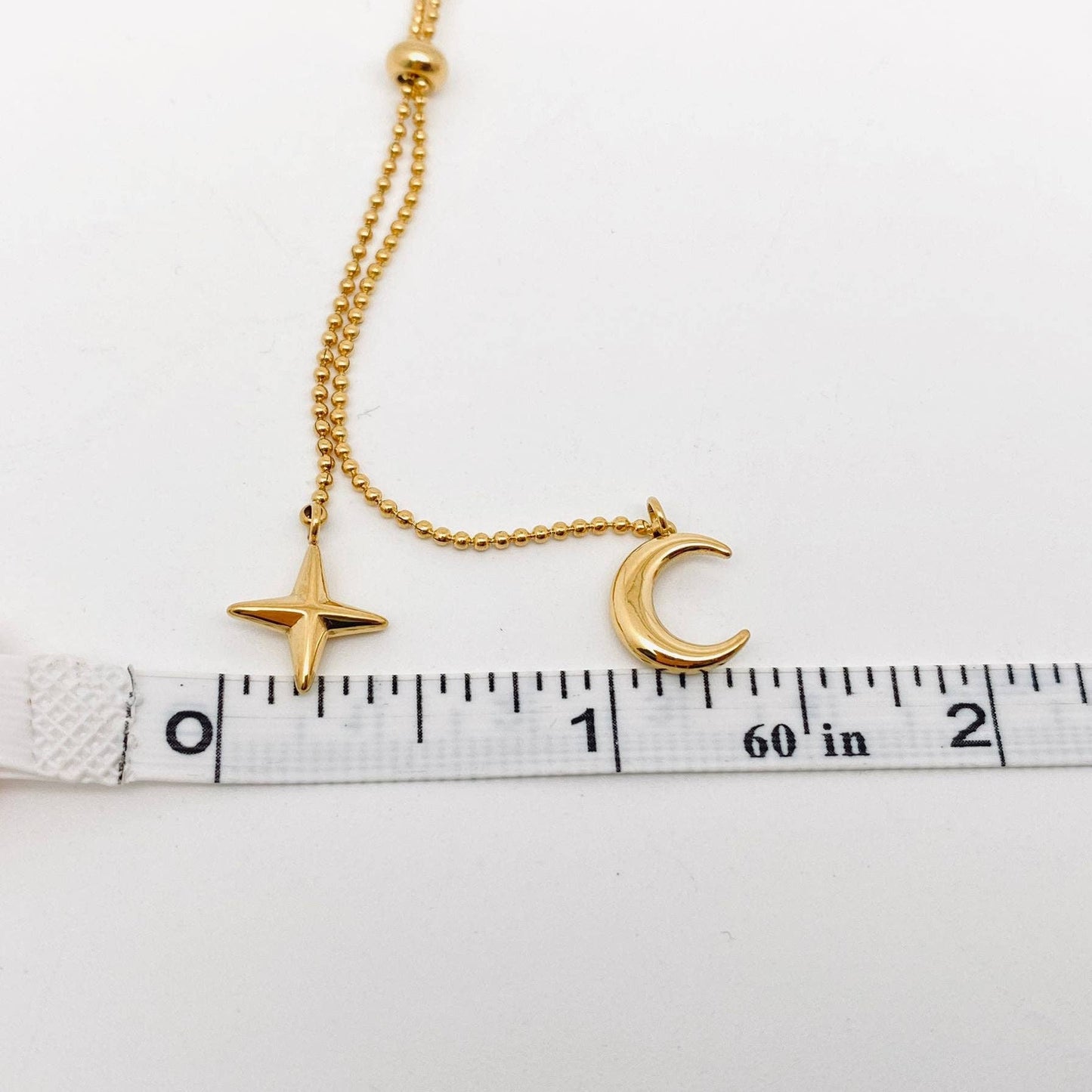 Star Moon Charm 18K Gold Plated Necklace - FGS/MS