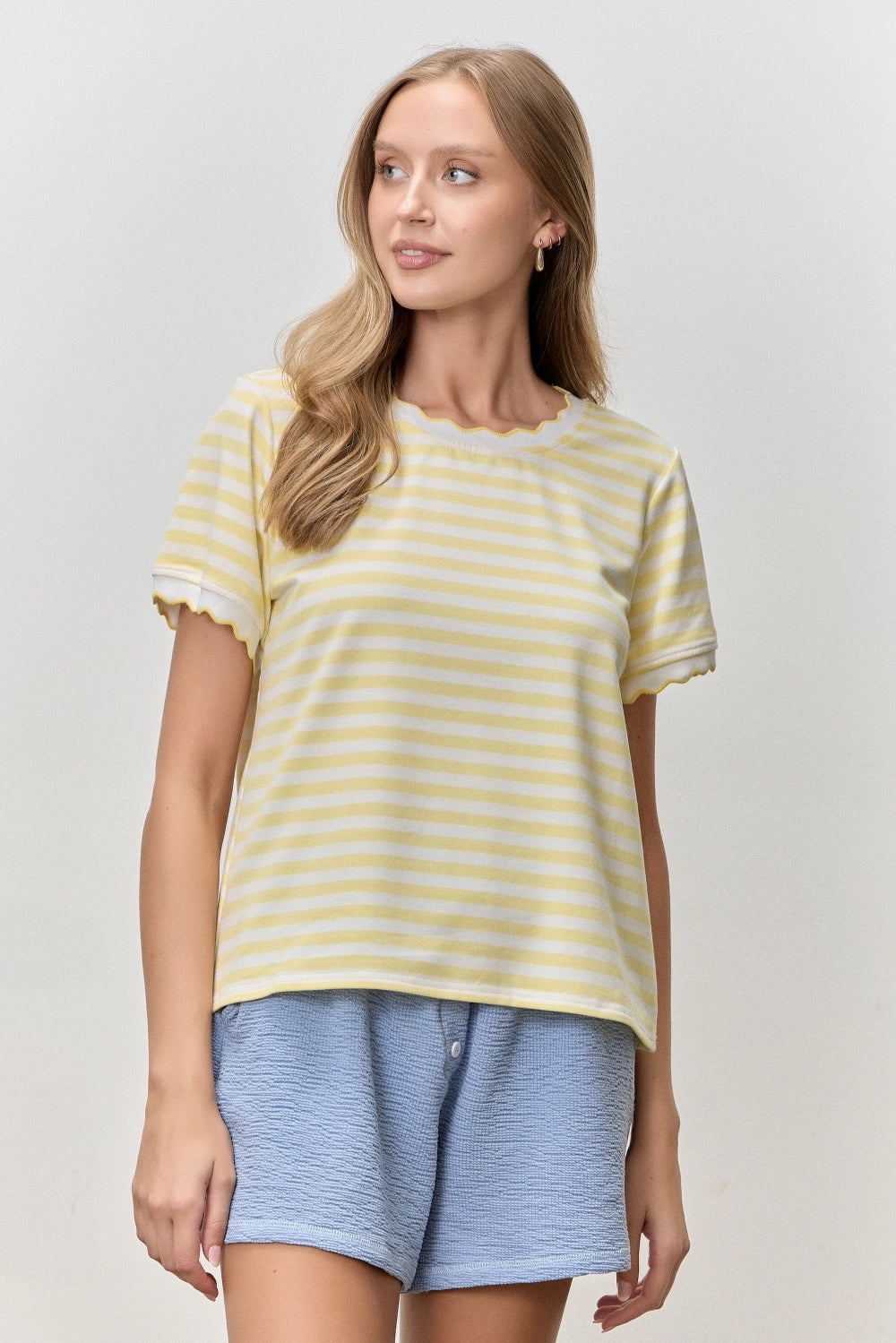 Wavy Striped Butter Yellow T-Shirt (S to 3X)