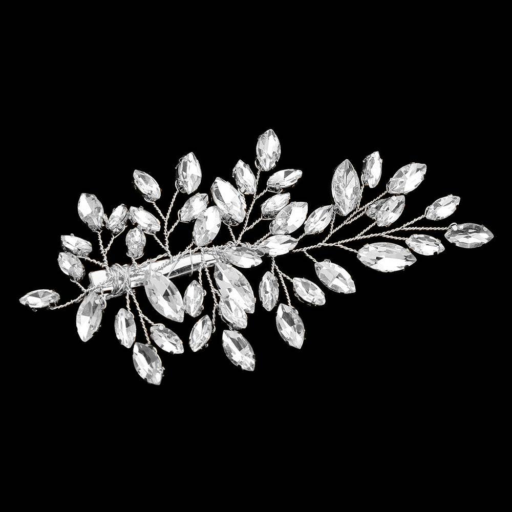 Marquise Stone Leaf Branch Hair Clip